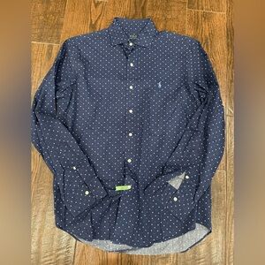 Polo Ralph Lauren Men’s Navy Blue  patterned Button Up Medium